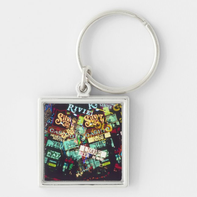 Double exposure, casino signs, Las Vegas, Key Ring (Front)