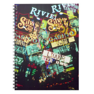 Double exposure, casino signs, Las Vegas, Spiral Notebook