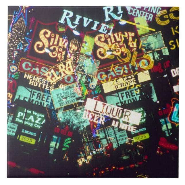 Double exposure, casino signs, Las Vegas, Tile (Front)