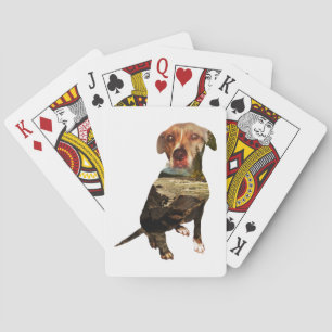 double exposure dog playing cards