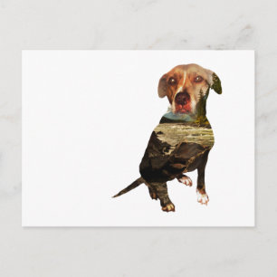 double exposure dog postcard