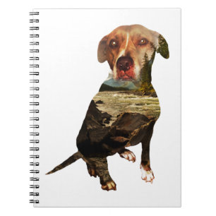 double exposure dog spiral notebook