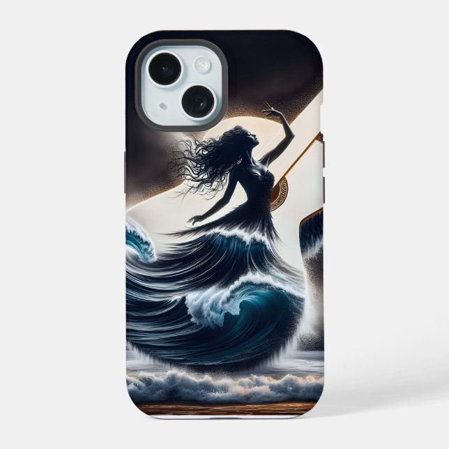 Double Exposure Guitar Dancer iPhone 15 Case (Back)