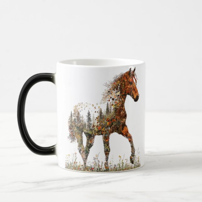 Double Exposure Horse Mug–Forest and Freedom  Magic Mug (Left)