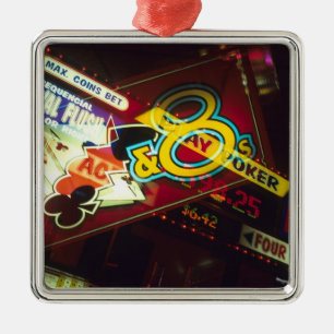 Double exposure, interior Casino, Las Vegas, Metal Tree Decoration