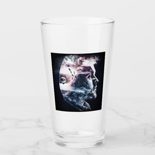 Double Exposure Man Glass Tumbler  (Front)