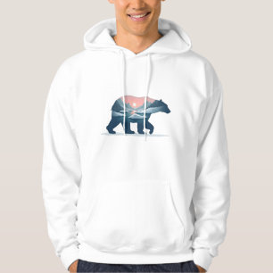 Double Exposure Polar Bear Silhouette Landscape Hoodie