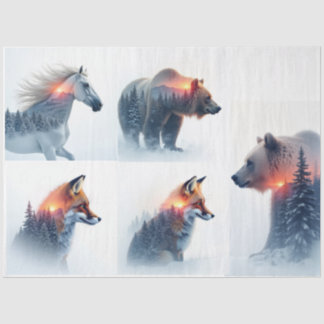 Double exposure Wild animal bundle Tissue Paper