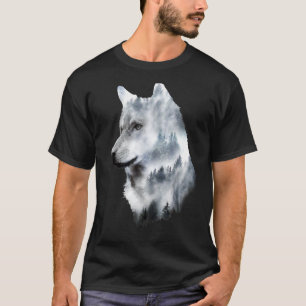 Double exposure wolf wolves lover gift artsy anima T-Shirt