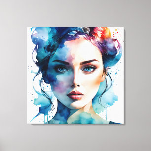 Double exposure woman art canvas print
