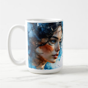 Double exposure woman art coffee mug