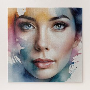 Double exposure woman art jigsaw puzzle