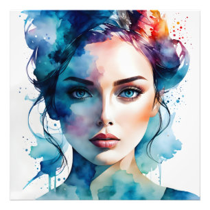 Double exposure woman art photo print