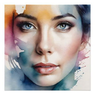 Double exposure woman art photo print