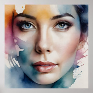 Double exposure woman art poster
