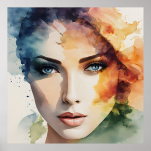 Double exposure woman art poster
