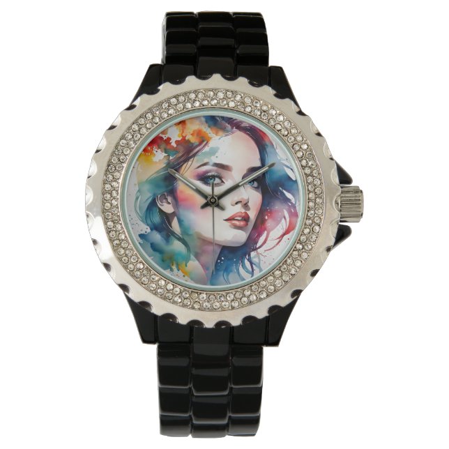 Double exposure woman art watch (Front)