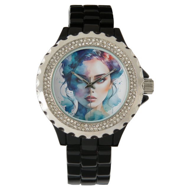 Double exposure woman art watch (Front)