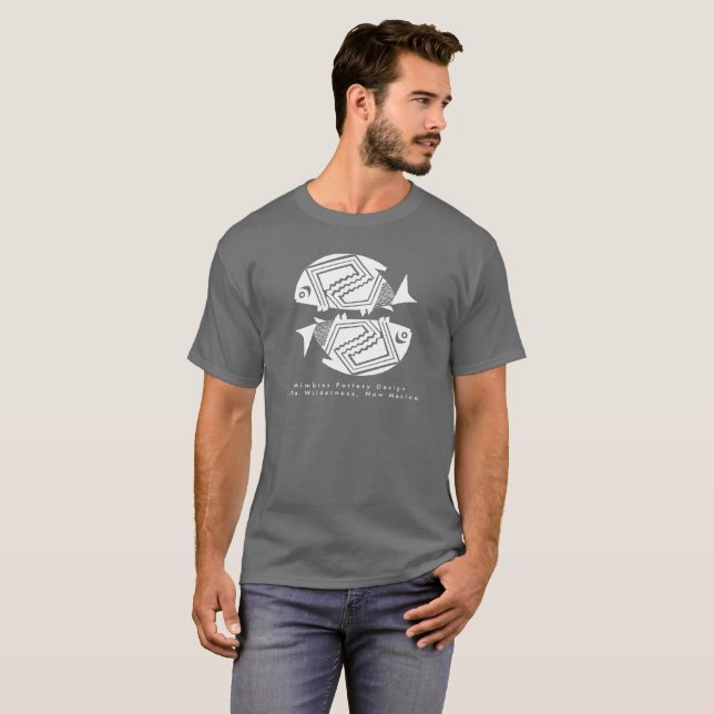 Double Fish, Mimbres Pottery Design T-Shirt (Front Full)