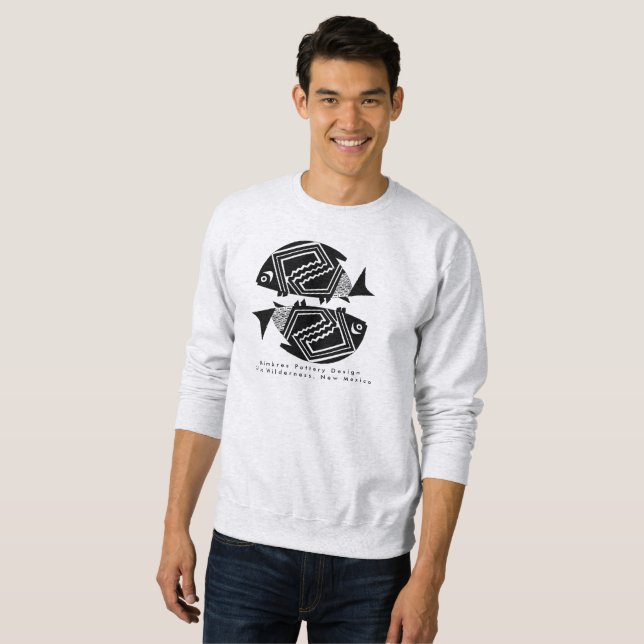 Double Fish, Mimbres Pottery Design T-Shirt Sweatshirt (Front Full)