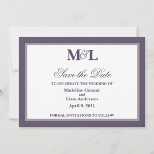 Double Frame Save The Date Announcement-plum Invitation