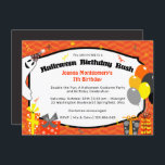 Double Fun Halloween Birthday Bash Costume Party<br><div class="desc">Embark on a thrilling journey of double celebrations as we unite Halloween's spookiness with a birthday bash like no other! Join us for an enchanting costume party that blends eerie excitement with festive joy. Don't miss the chance to personalise this Halloween-themed kids' birthday invitation by showcasing a high-quality photo of...</div>