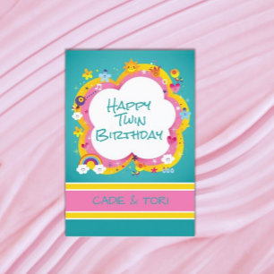 Double fun! Twins Custom Birthday Card