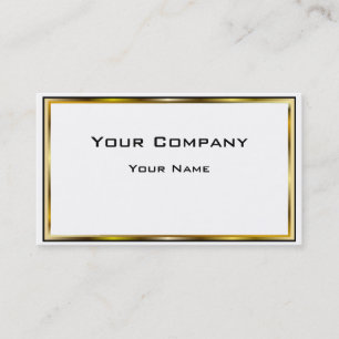 Double Gold Border Black Minimal Business Business Card