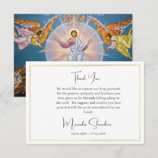 Double Gold Frame Orthodox Christian Funeral Thank You Card