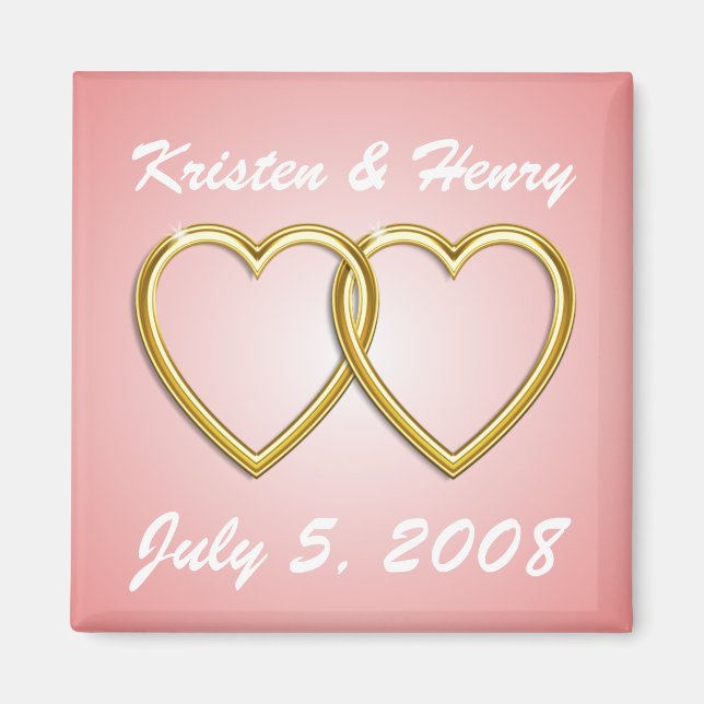 Double Gold Hearts Magnet (Front)
