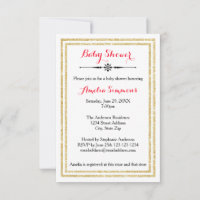 Double Gold Trim  - 3x5 Baby Shower Invitation
