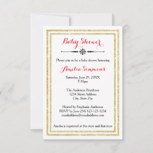 Double Gold Trim - 3x5 Baby Shower Invitation