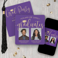 Double Graduation 2 Photos Purple Gold Joint Party