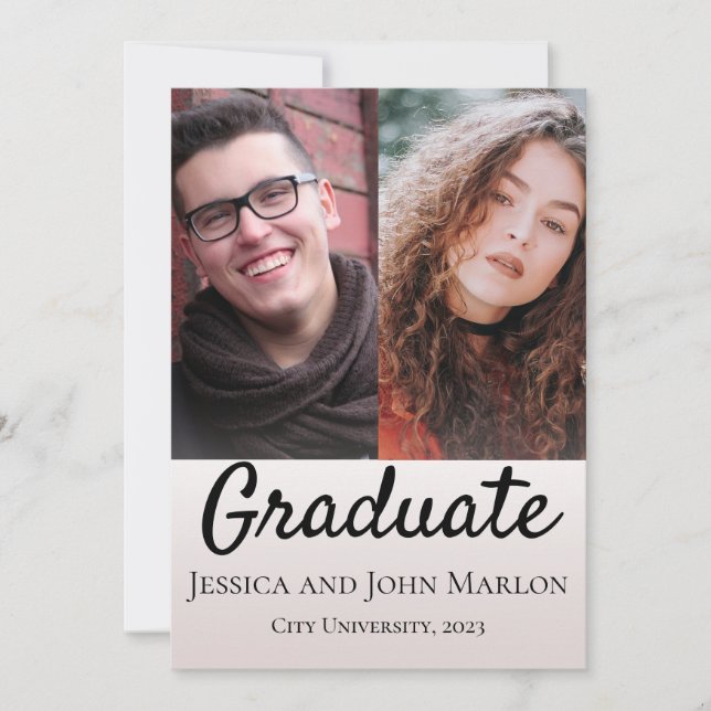 Double Graduation Joint Modern Party Invitations (Front)