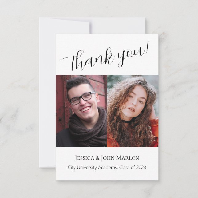 Double Graduation Party Thank You Card (Front)