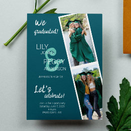 Double Graduation Photo for Siblings or Friends Invitation
