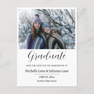Double Graduation Save The Date Photo Postcard