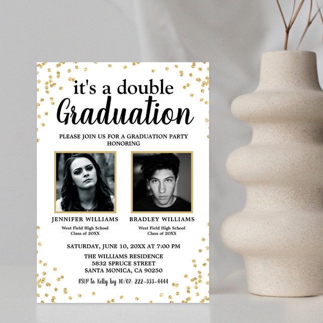Double Graduation Two Photo Graduates Invitation (Creator Uploaded)