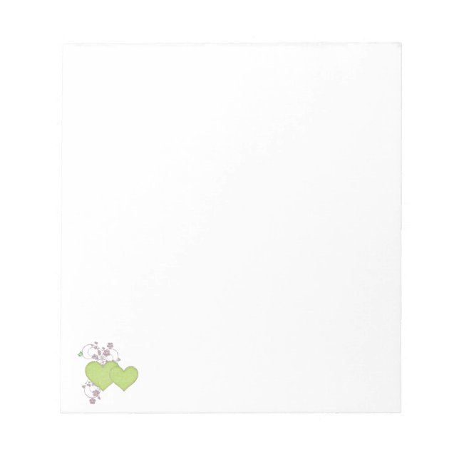 Double Green Heart & Glitter Valentine's Day Notepad (Front)
