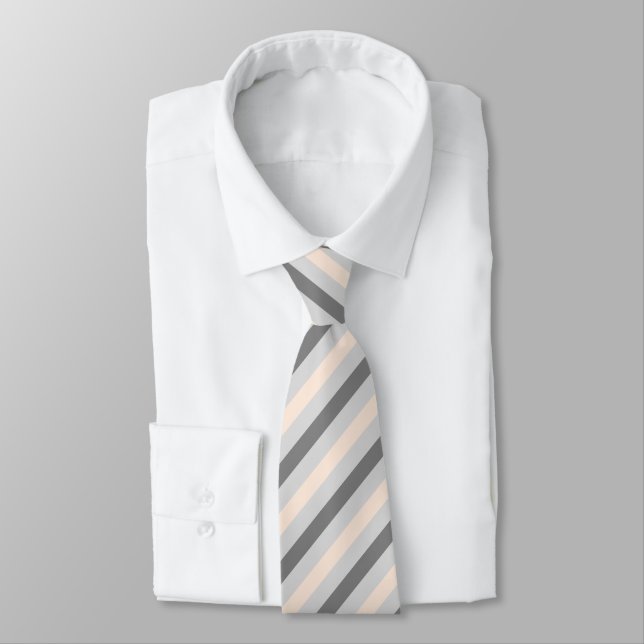 Double Grey/Pink Striped Tie (Tied)