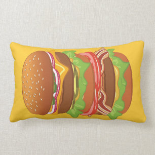Double hamburger with cheese and bacon lumbar cushion