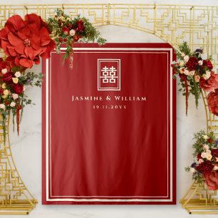 Double Happiness 囍 Chinese Wedding Photo Backdrop Tapestry