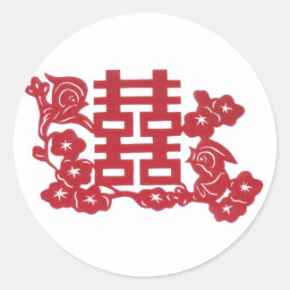 Double happiness Birds Classic Round Sticker