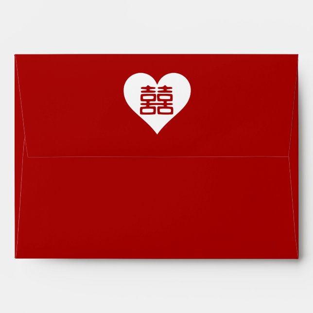Double Happiness - Bold Red Heart Envelope (Back (Top Flap))