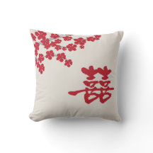 Double Happiness Cherry Blossom Pillow
