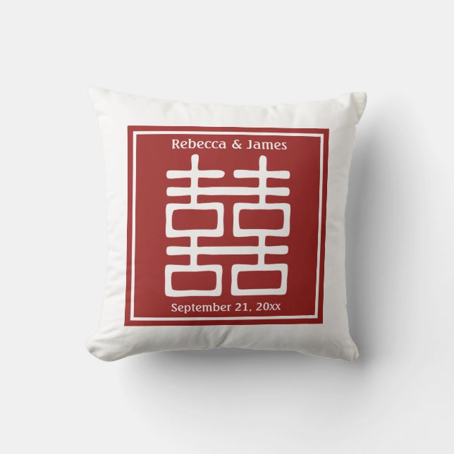 Double Happiness Chinese Wedding Cushion (Front)