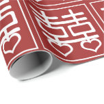 Double Happiness Chinese Wedding Heart Detail V1 Wrapping Paper<br><div class="desc">Double happiness or hai  .. traditional Chinese weddings symbol .. stunning wrapping paper / gift wrap roll in red and white detail ..  custom wedding gift wrap ..  designer wedding products from Ricaso</div>