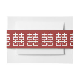 Double Happiness Chinese Wedding Invitation Belly Band
