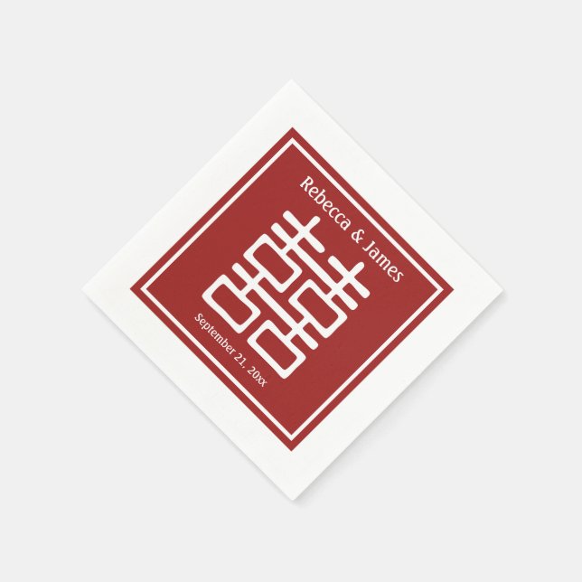 Double Happiness Chinese Wedding Napkin (Corner)