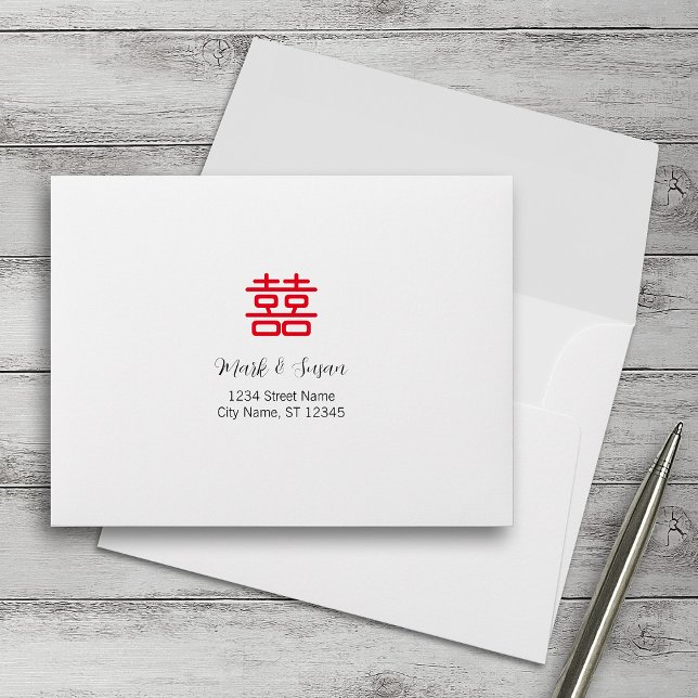 Double Happiness Chinese Wedding RSVP Envelopes (Creator Uploaded)